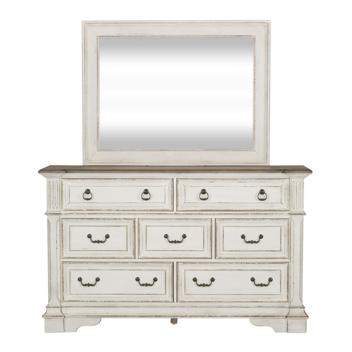 Abbey Park - King California Panel Bed, Dresser & Mirror, Chest