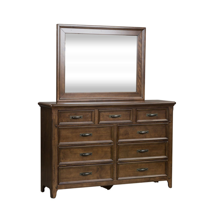 Saddlebrook - King Panel Bed, Dresser & Mirror, Night Stand