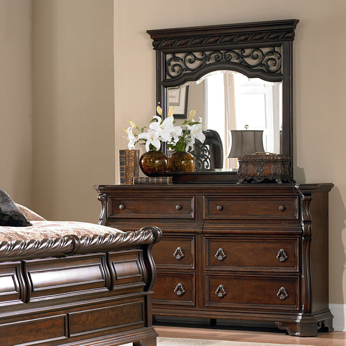 Arbor Place - King California Sleigh Bed, Dresser & Mirror