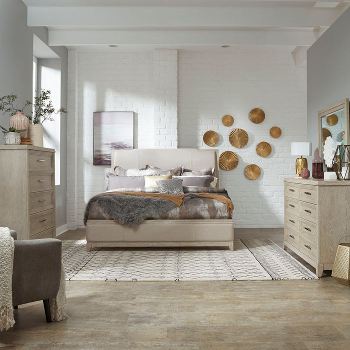 Belmar - King California Upholstered Bed, Dresser & Mirror, Chest