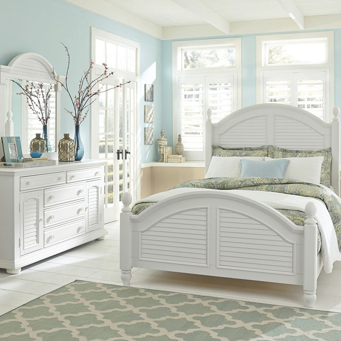 Summer House I - King Poster Bed, Dresser & Mirror, Night Stand
