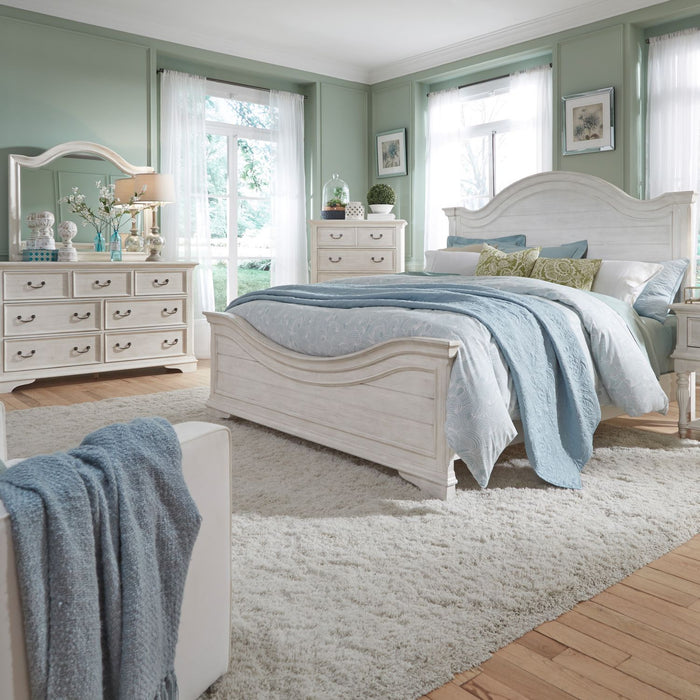 Bayside - King Panel Bed, Dresser & Mirror, Chest