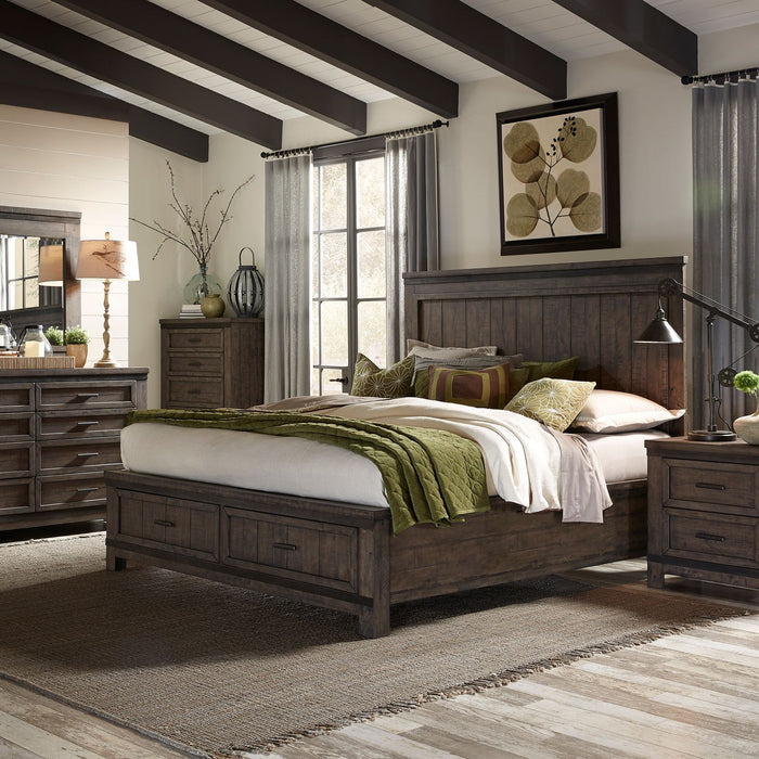 Thornwood Hills - King Storage Bed, Dresser & Mirror, Night Stand