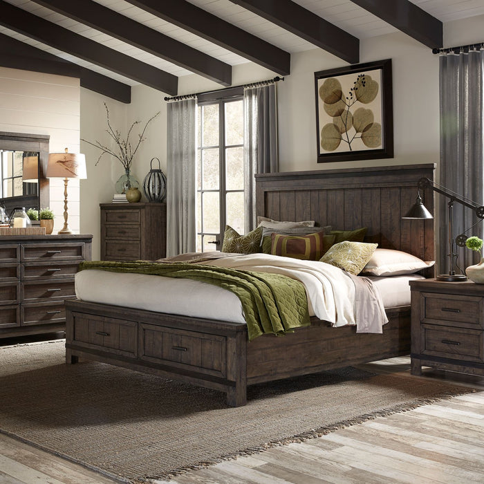 Thornwood Hills - Queen Two Sided Storage Bed, Dresser & Mirror, Night Stand