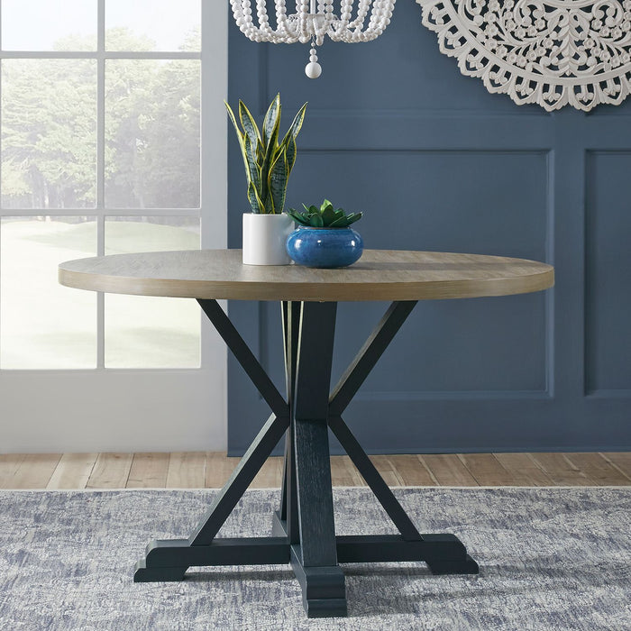 Lakeshore - 5 Piece Pedestal Table Set- Navy