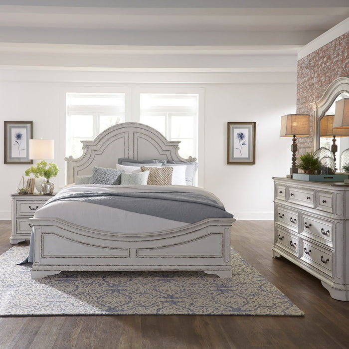 Magnolia Manor - King Panel Bed, Dresser & Mirror, Night Stand