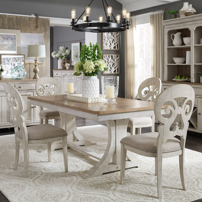 Farmhouse Reimagined - 7 Piece Trestle Table Set