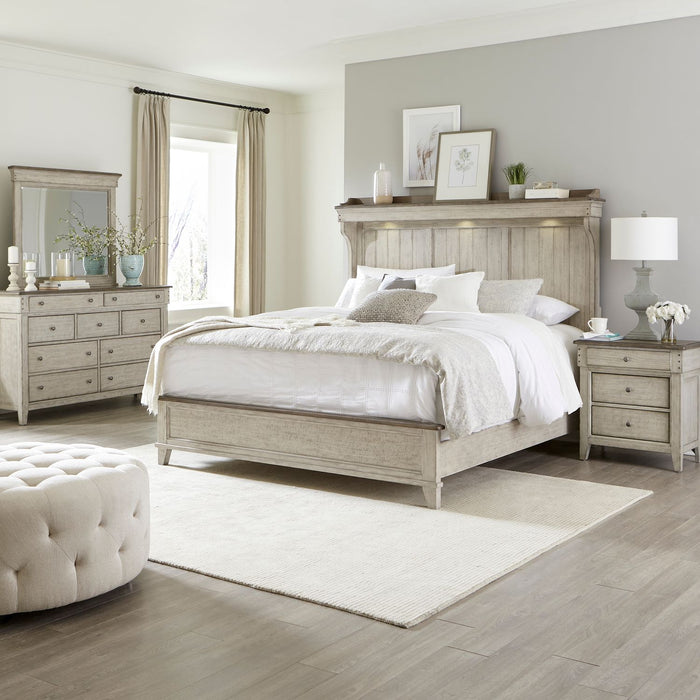 Ivy Hollow - King Mantle Bed, Dresser & Mirror, Night Stand