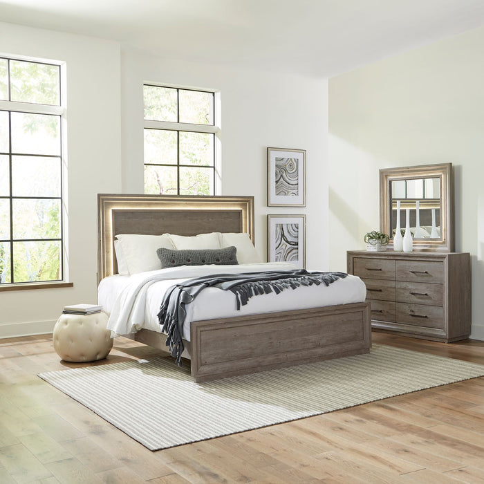 Horizons - King Panel Bed, Dresser & Mirror