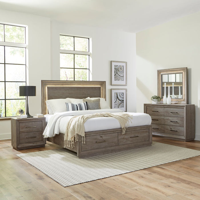 Horizons - King Storage Bed, Dresser & Mirror, Night Stand