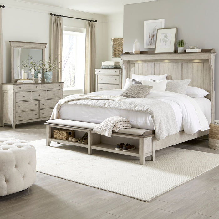 Ivy Hollow - King Mantle Storage Bed, Dresser & Mirror, Chest