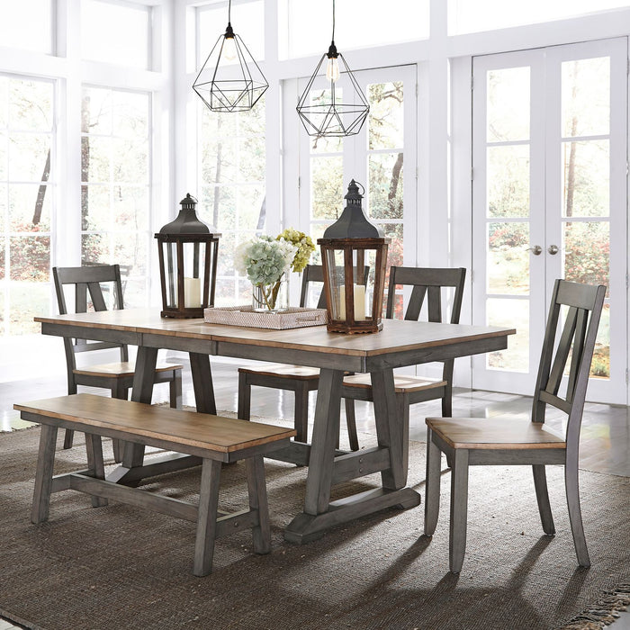 Lindsey Farm - 6 Piece Trestle Table Set