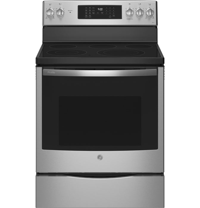 GE Profile™ 30" Smart Free-Standing Electric Convection Fingerprint Resistant Range with No Preheat Air Fry