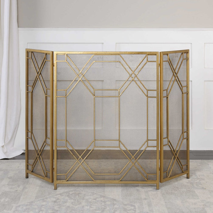 ROSEN FIREPLACE SCREEN, GOLD