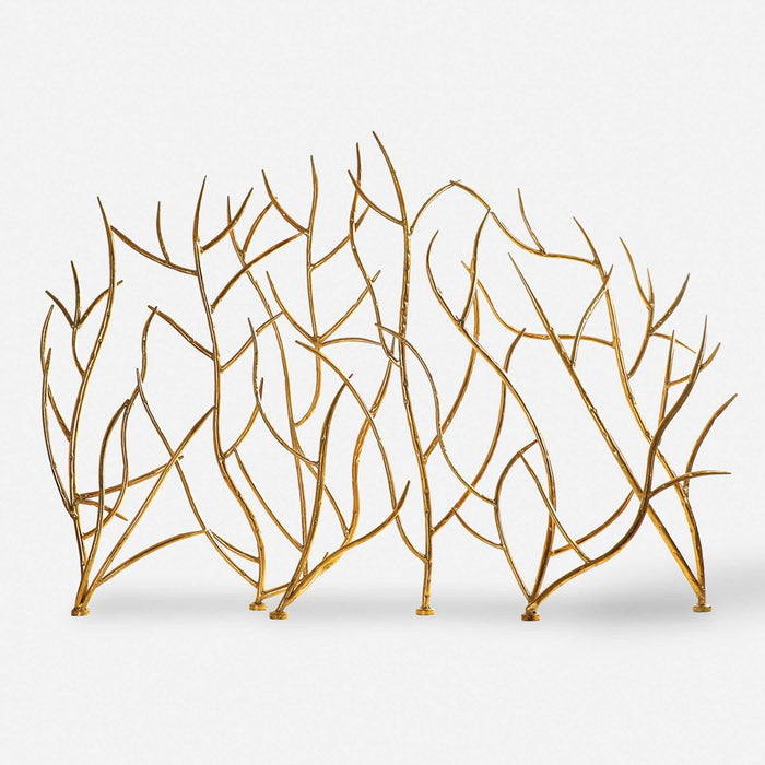 GOLD BRANCHES DECORATIVE FIREPLACE SCREEN