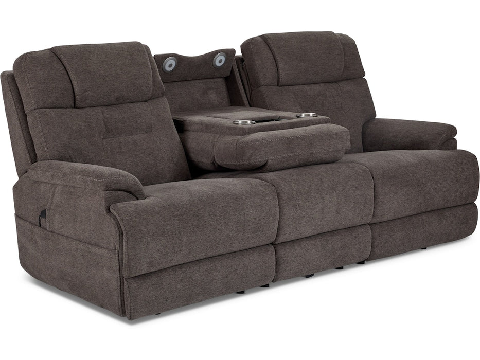 Zofa Power Reclining Sofa with Cnsl and Power Headrests/Lumbar/Heat/Mass