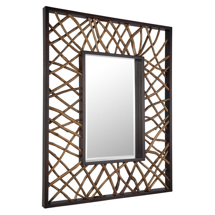 TEAK MAZE RECTANGLE MIRROR