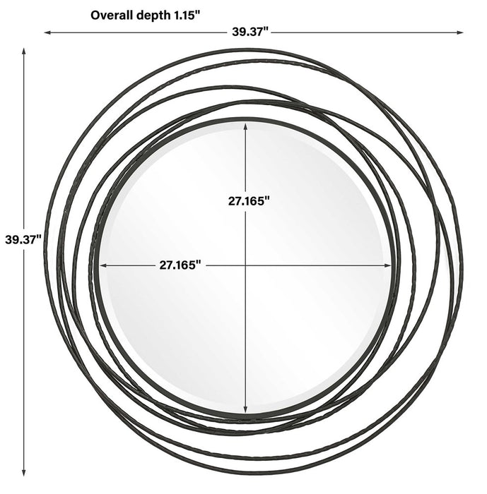 WHIRLWIND ROUND MIRROR, BLACK