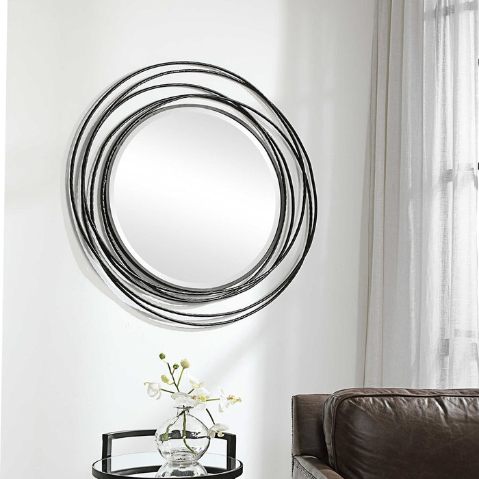 WHIRLWIND ROUND MIRROR, BLACK