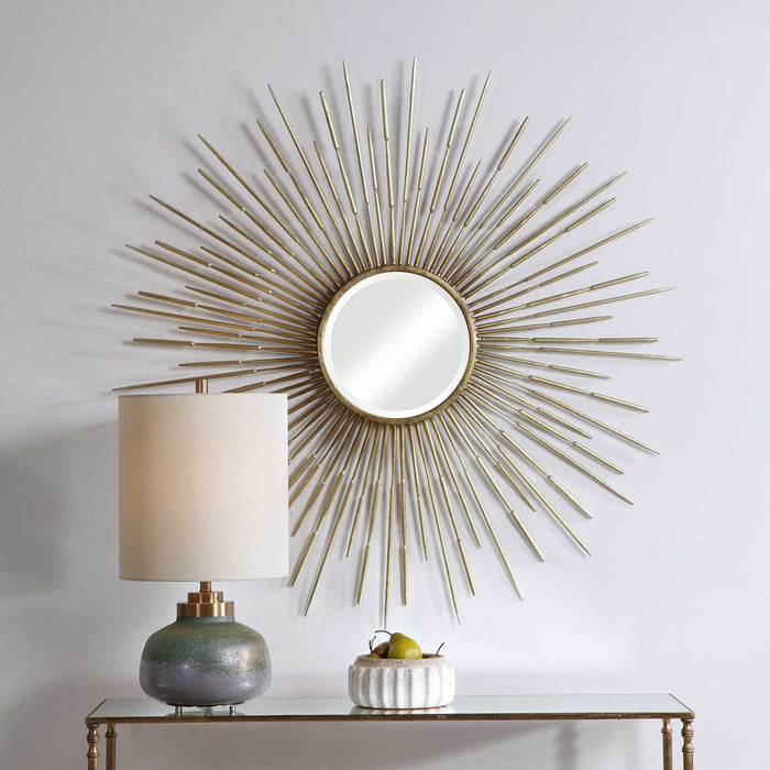 GOLDEN RAYS ROUND MIRROR