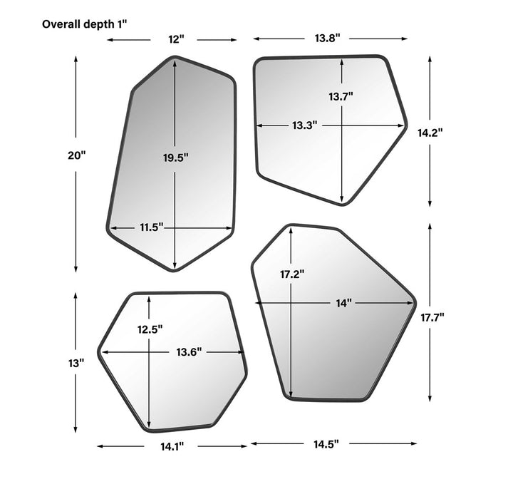 LINNEAH MIRRORS, BLACK, S/4