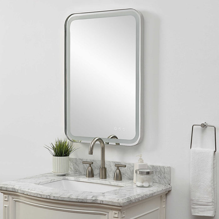 CROFTON LIGHTED VANITY MIRROR, NICKEL