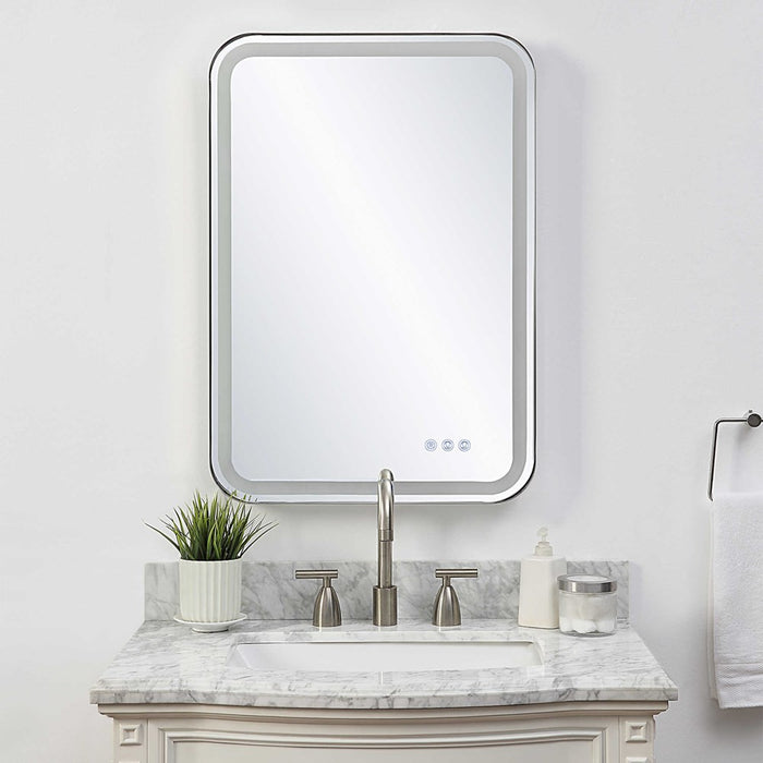 CROFTON LIGHTED VANITY MIRROR, NICKEL