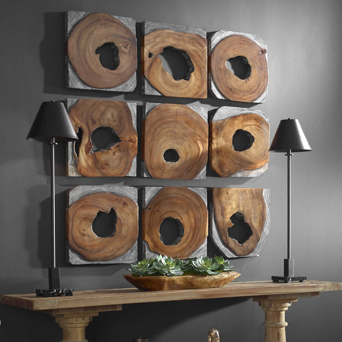 JUNGLE WOOD WALL DECOR, S/9