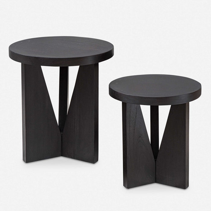 NADETTE NESTING TABLES, ESPRESSO, S/2