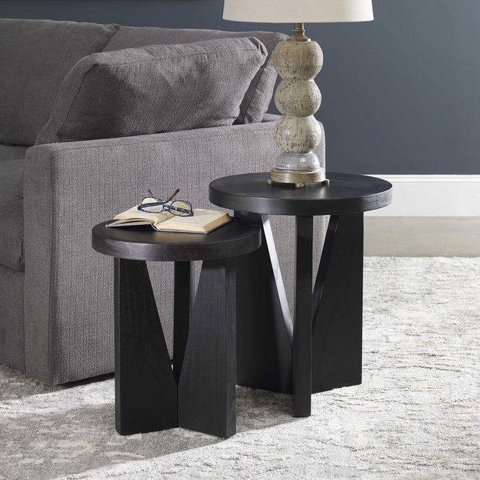 NADETTE NESTING TABLES, ESPRESSO, S/2