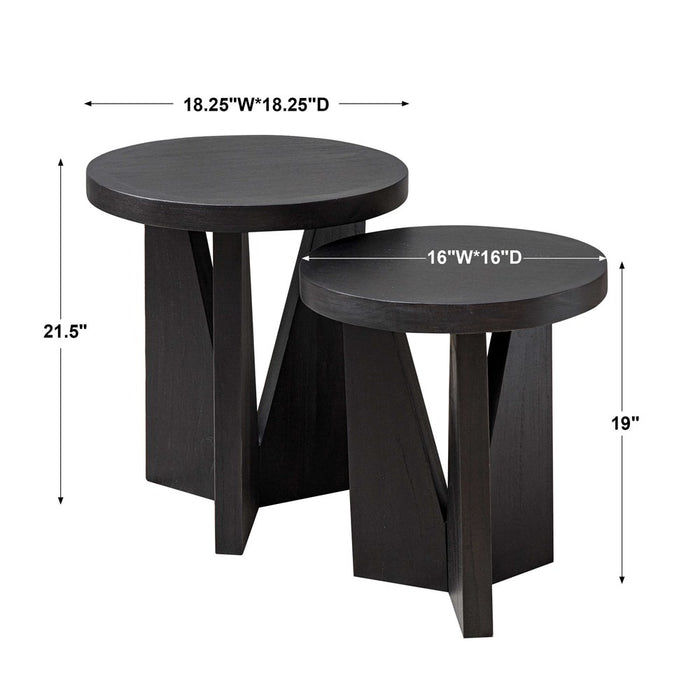 NADETTE NESTING TABLES, ESPRESSO, S/2