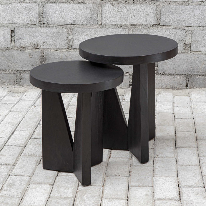 NADETTE NESTING TABLES, ESPRESSO, S/2