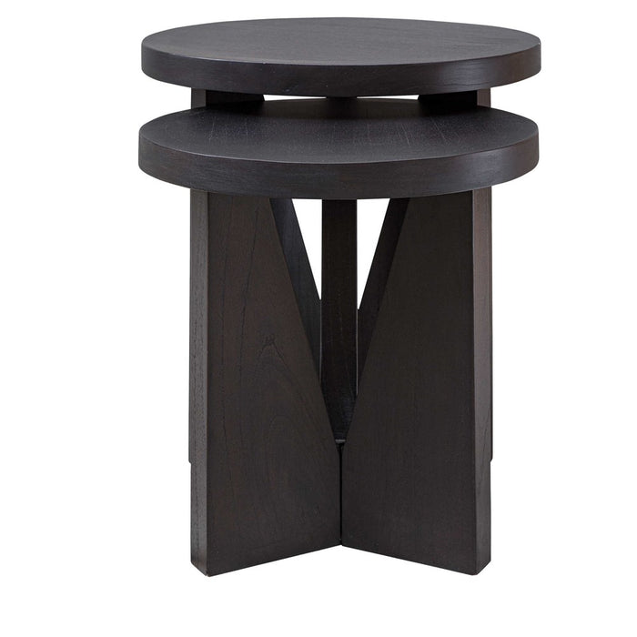 NADETTE NESTING TABLES, ESPRESSO, S/2