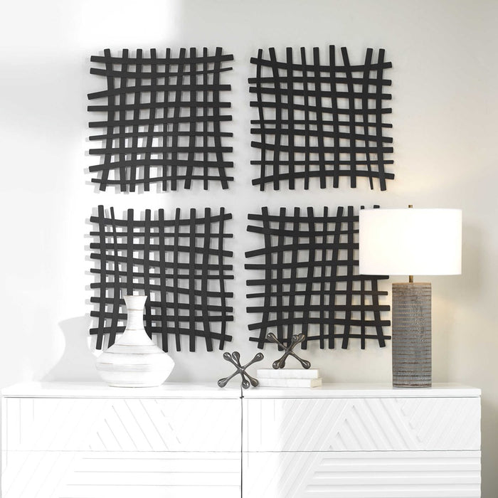 GRIDLINES METAL WALL DECOR, BLACK