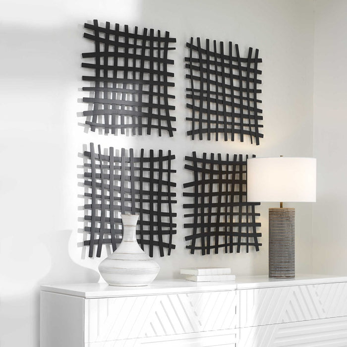 GRIDLINES METAL WALL DECOR, BLACK