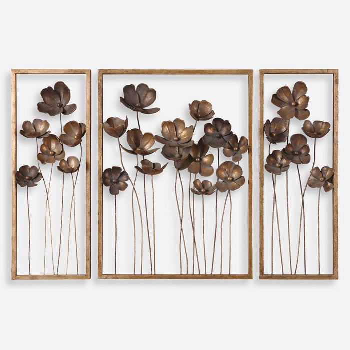 METAL TULIPS WALL DECOR, S/3