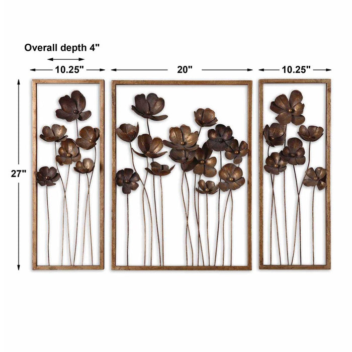 METAL TULIPS WALL DECOR, S/3