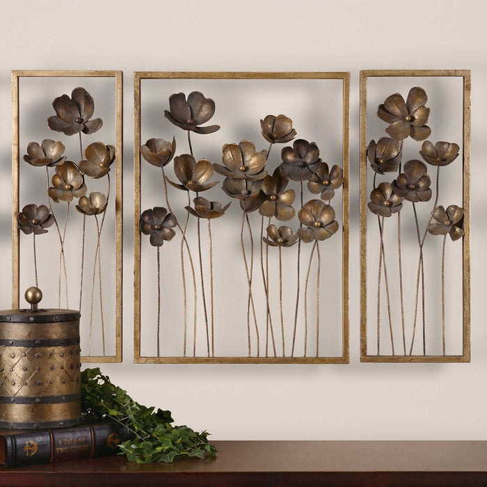 METAL TULIPS WALL DECOR, S/3