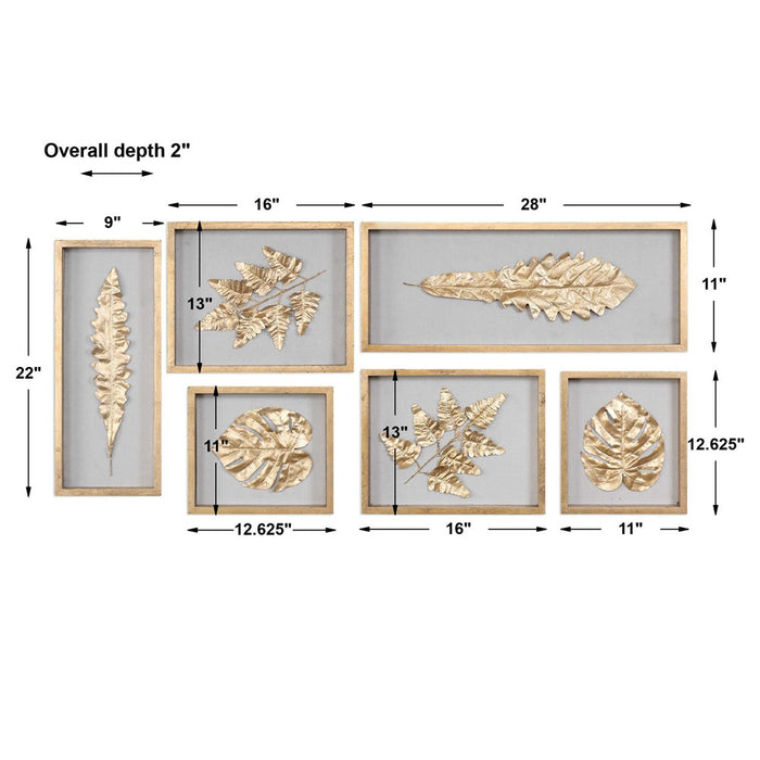 GOLDEN LEAVES SHADOW BOXES, S/6