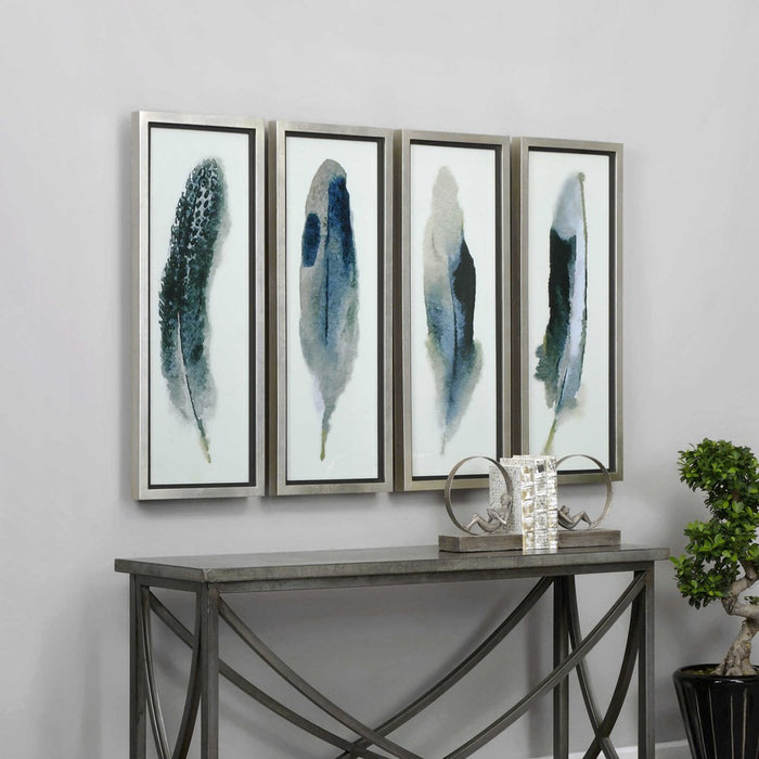 FEATHERED BEAUTY FRAMED PRINTS, S/4