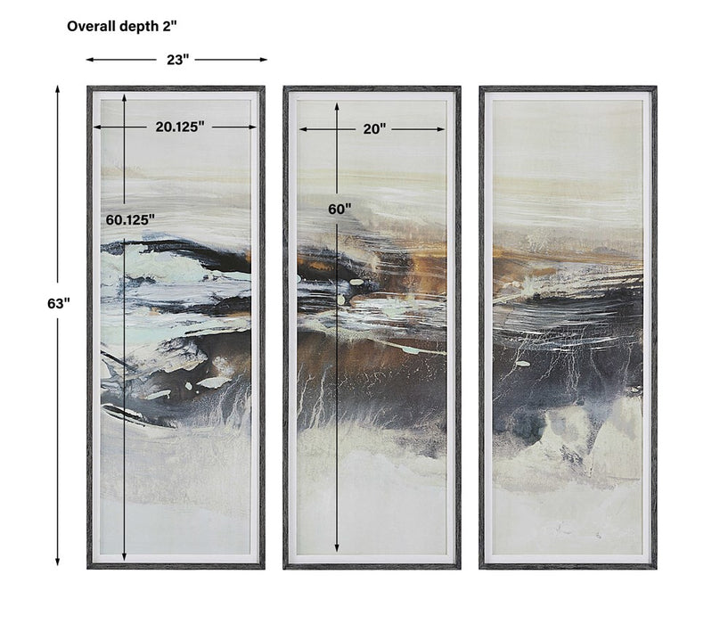 GRAPHITE HORIZON FRAMED PRINTS, S/3