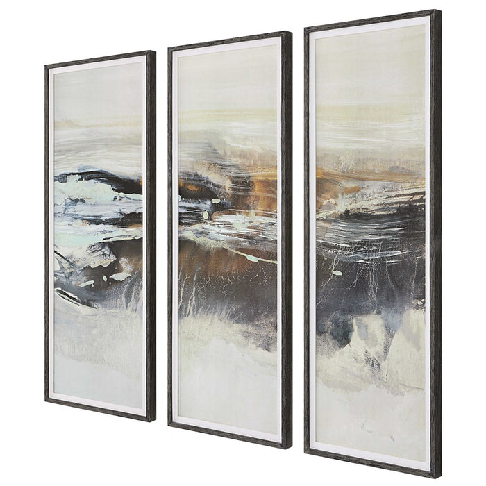 GRAPHITE HORIZON FRAMED PRINTS, S/3