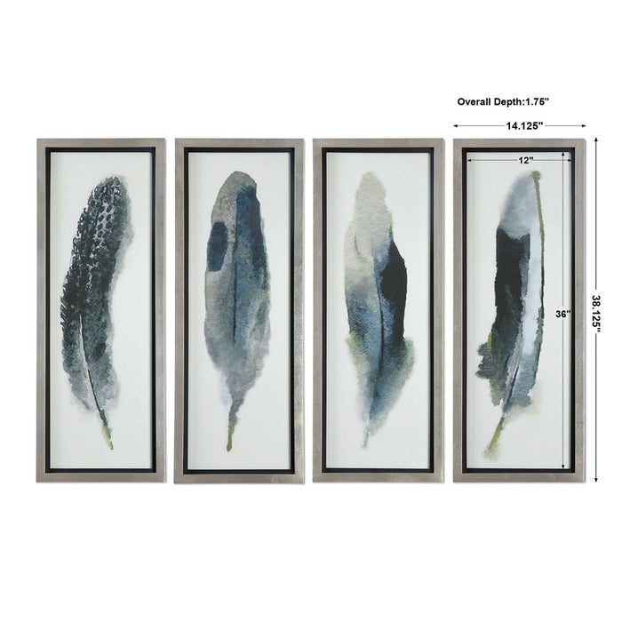 FEATHERED BEAUTY FRAMED PRINTS, S/4