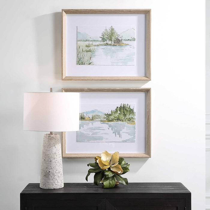 SERENE LAKE FRAMED PRINTS, S/2