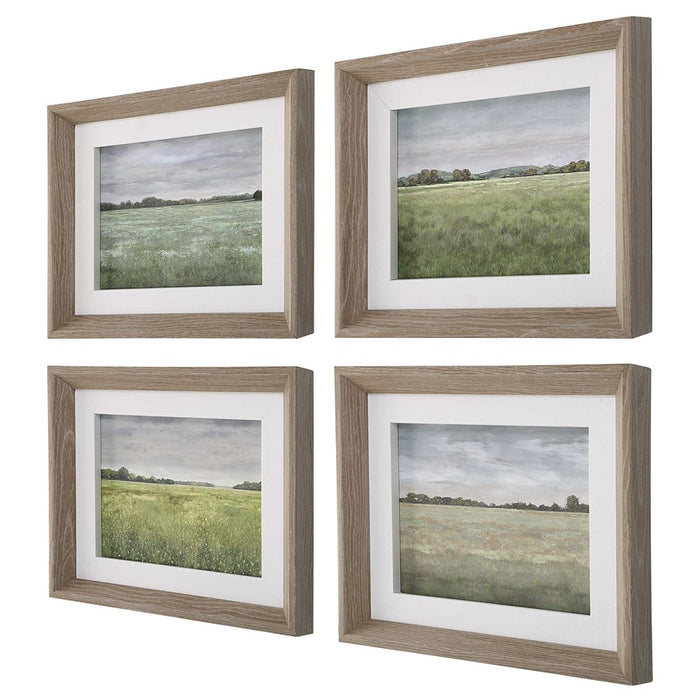 QUIET MEADOWS FRAMED PRINTS, S/4