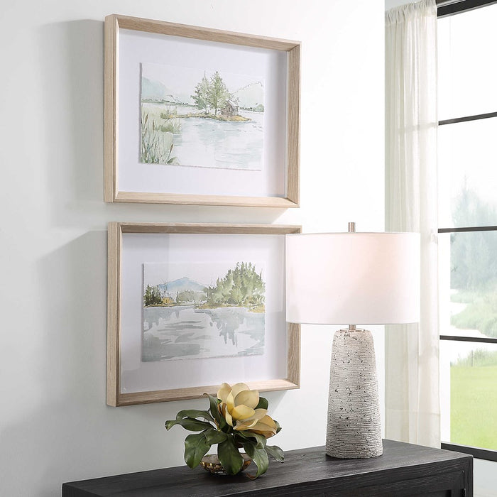 SERENE LAKE FRAMED PRINTS, S/2