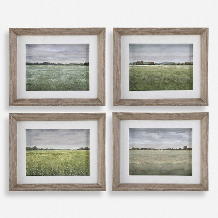 QUIET MEADOWS FRAMED PRINTS, S/4