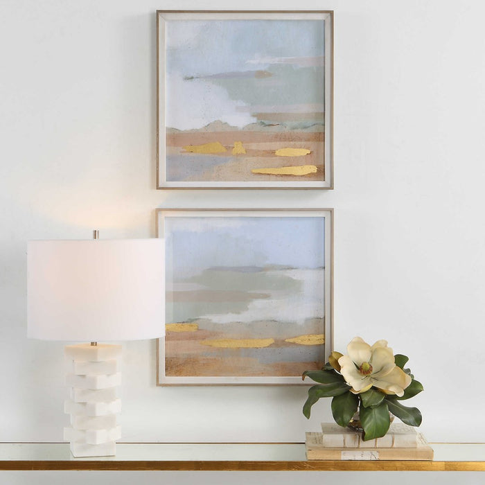 ABSTRACT COASTLINE FRAMED PRINTS, S/2