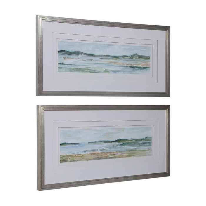 PANORAMIC SEASCAPE FRAMED PRINTS, S/2