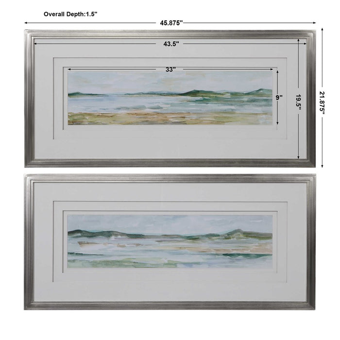 PANORAMIC SEASCAPE FRAMED PRINTS, S/2